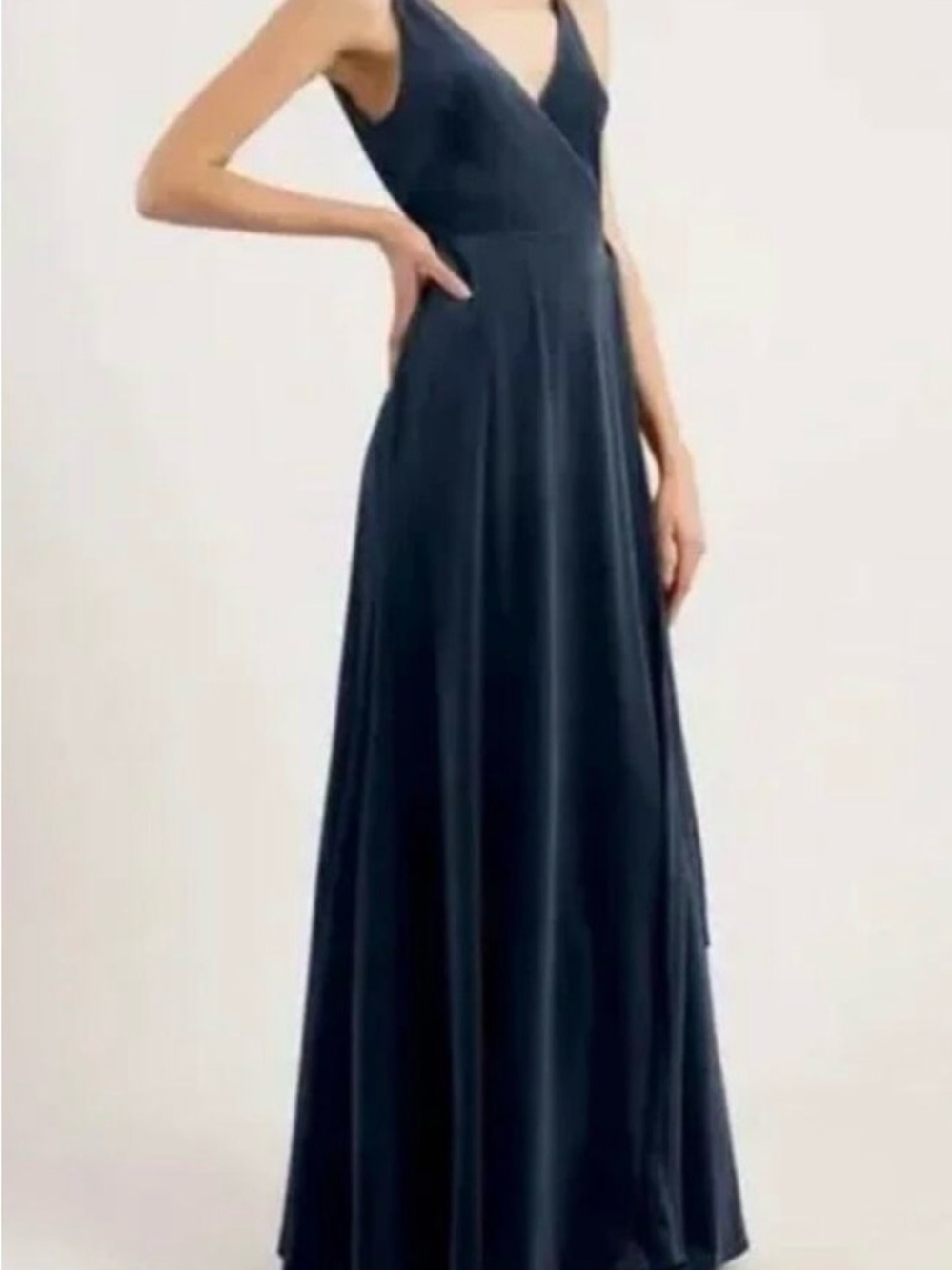 Jenny Yoo Navy V-Neck Maxi Gown
